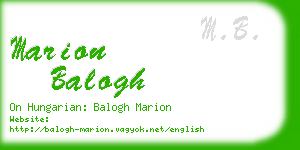 marion balogh business card